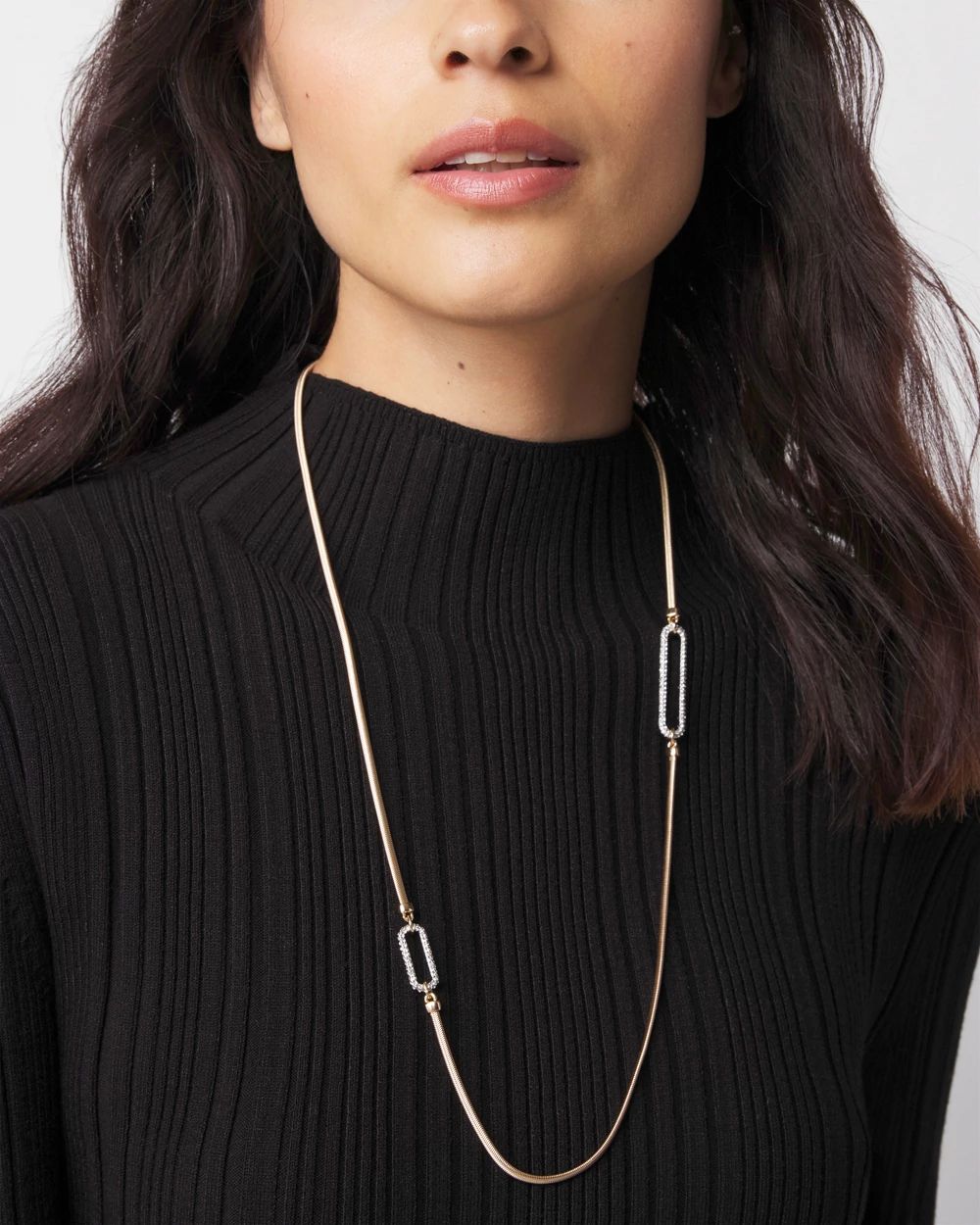 Gold Snake Link Long Necklace White House Black Market